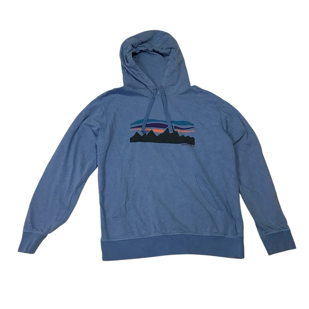 Patagonia Fitz Roy Banner Lightweight  Hooded Sweatshirt Sz Medium Heather Blue